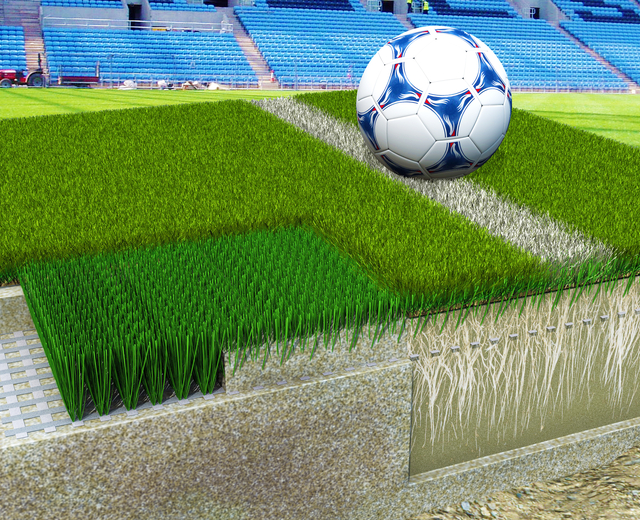 terrain de football hybride ou renforcé